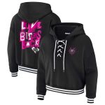AJ Lee Women’s Cropped Hoodie – Black Lace-Up Pullover | Fit Fashion International
